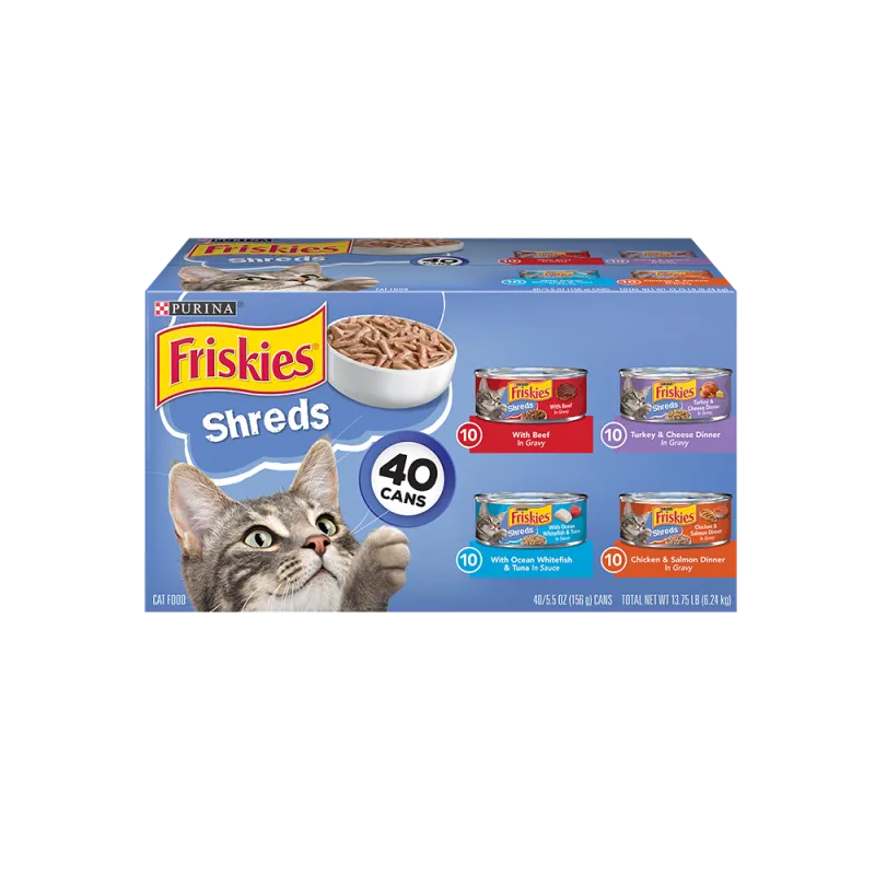 Friskies Shreds Wet Cat Food 40 Ct Variety Pack