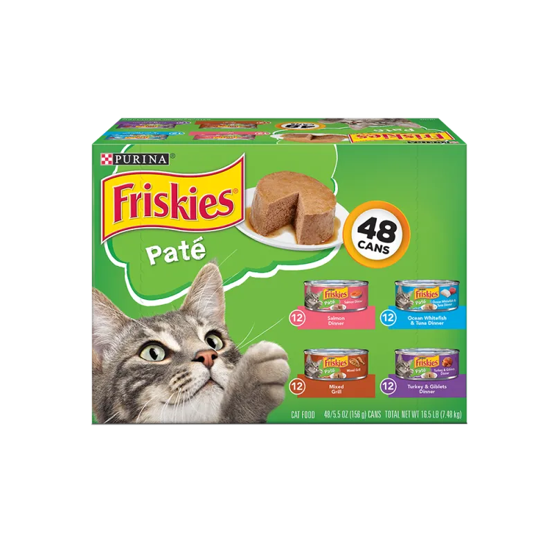 Alimento húmedo para gatos Friskies Paté en paquete variado de 48 unidades