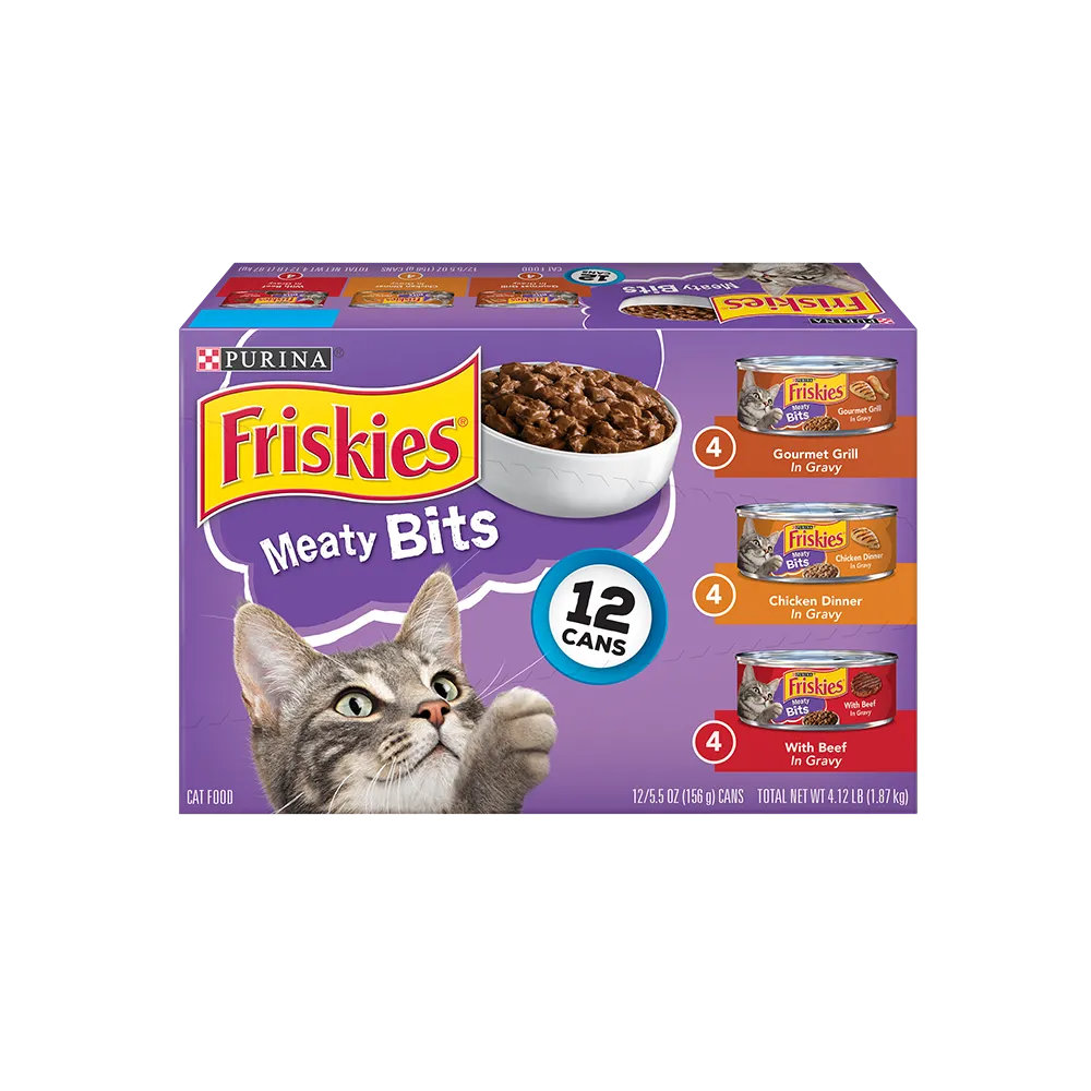 Friskies Meaty Bits Wet Cat Food 12 Ct Variety Pack