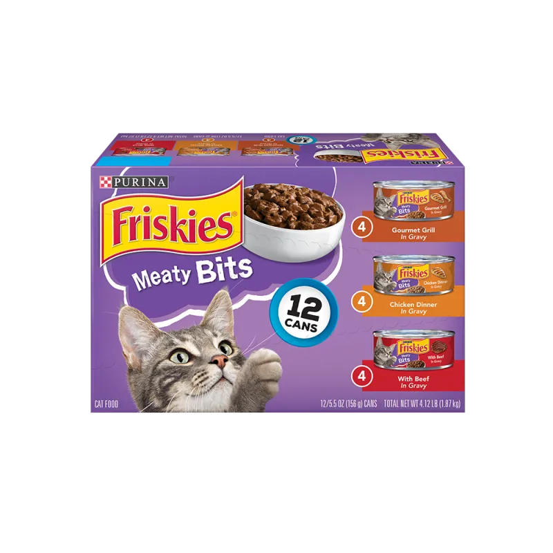 Alimento húmedo para gatos Friskies Meaty Bits en paquete variado de 12 unidades