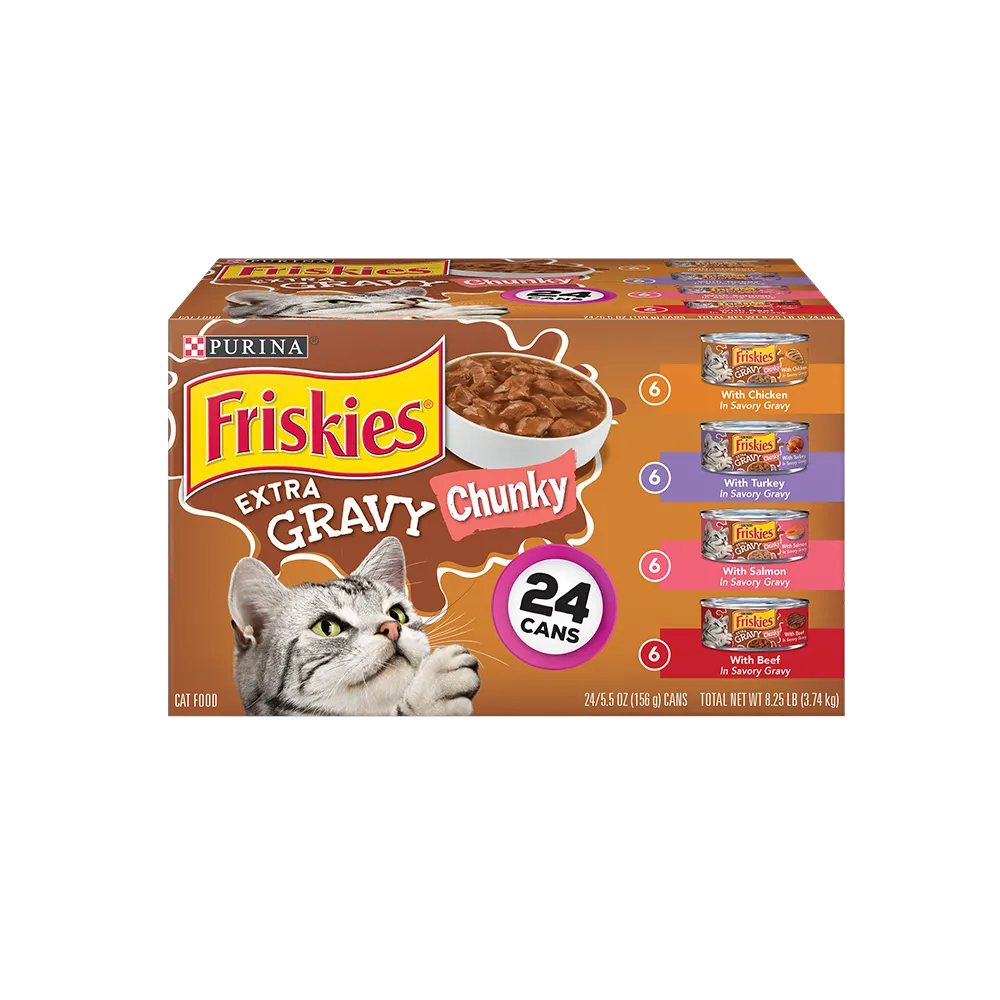 Friskies Extra Gravy Chunky Wet Cat Food 24 Ct Variety Pack