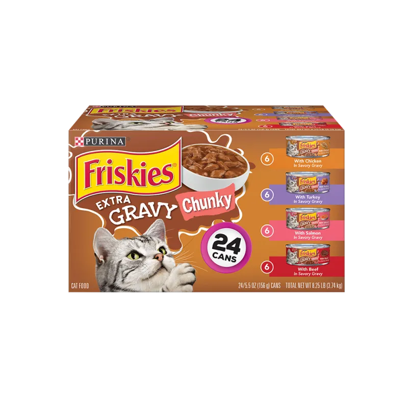 Friskies Extra Gravy Chunky Wet Cat Food 24 Ct Variety Pack