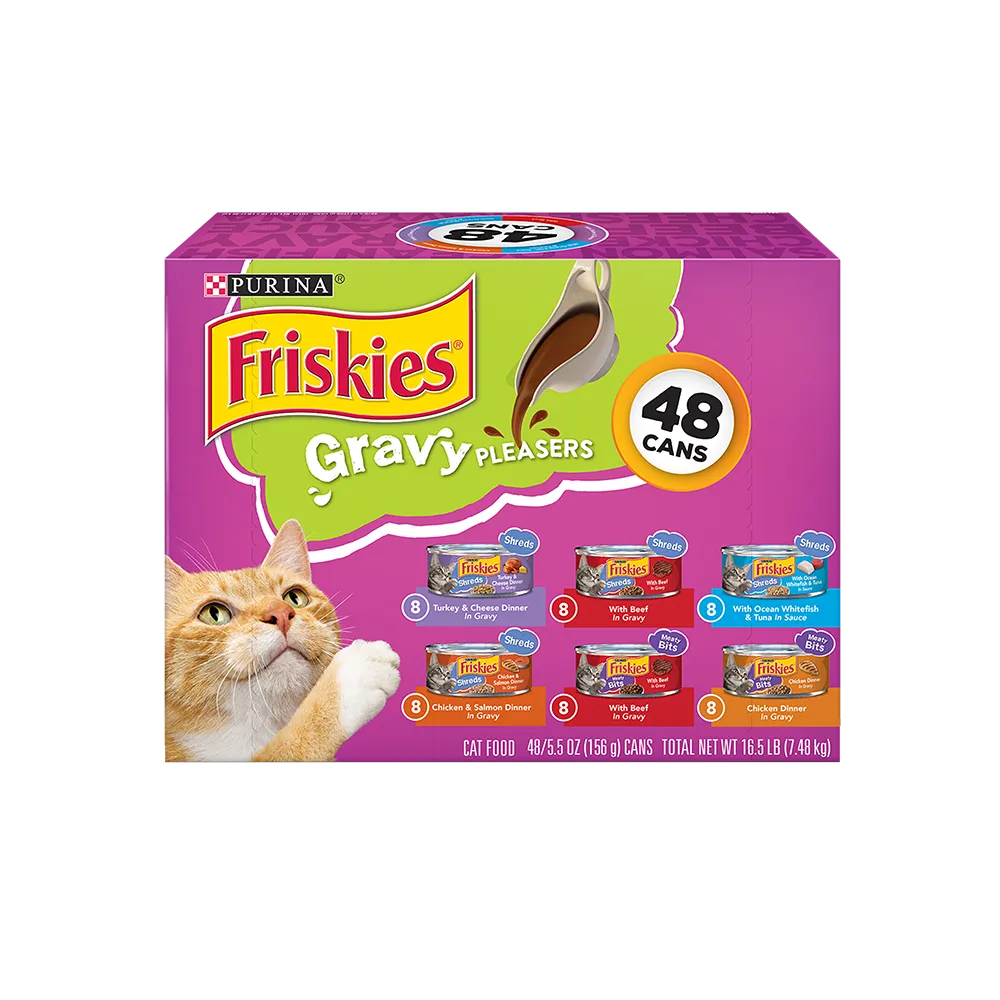 Friskies Gravy Pleasers Wet Cat Food 48 Ct Variety Pack