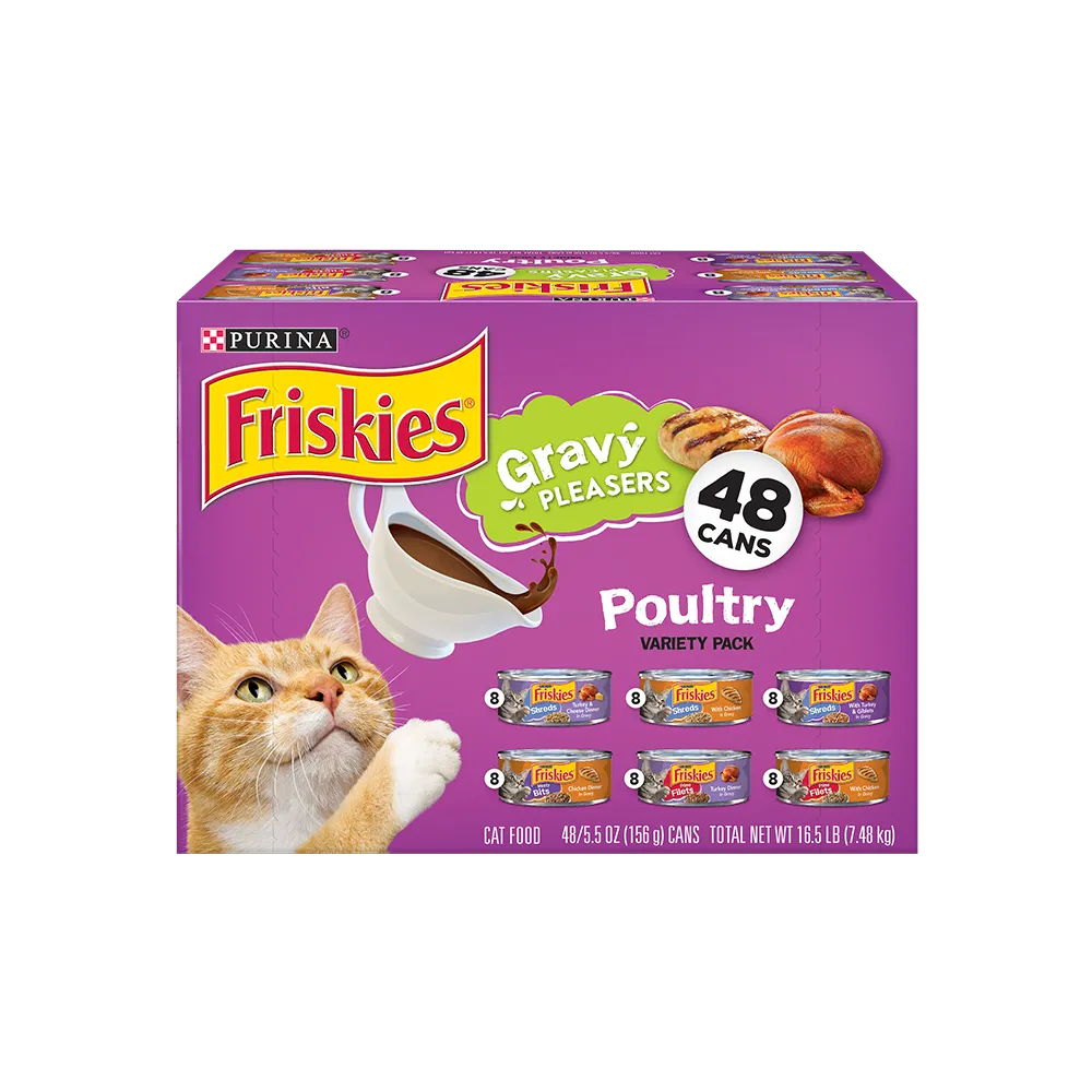 Friskies Gravy Pleasers Poultry Wet Cat Food 48 Ct Variety Pack