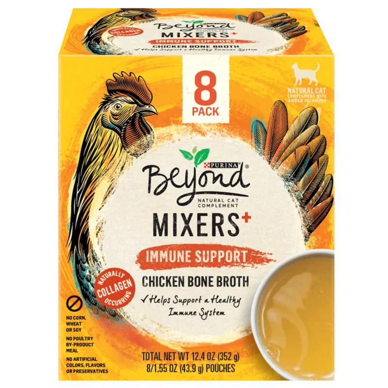 Beyond Mixers+ Immune Support Chicken Bone Broth for Cats Multipack