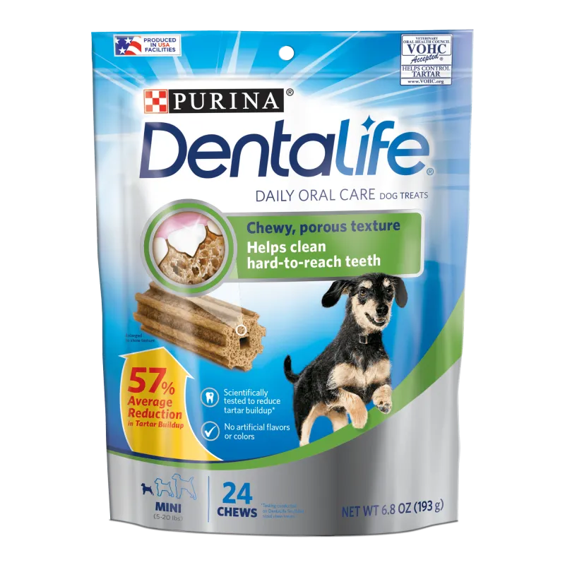 Bocadillos para el cuidado dental diario de perros pequeños de mordida pequeña Purina DentaLife