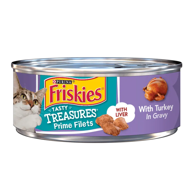 Alimento húmedo para gatos Friskies Tasty Treasures de filetes de primera con pavo en salsa preparada con jugo de cocción