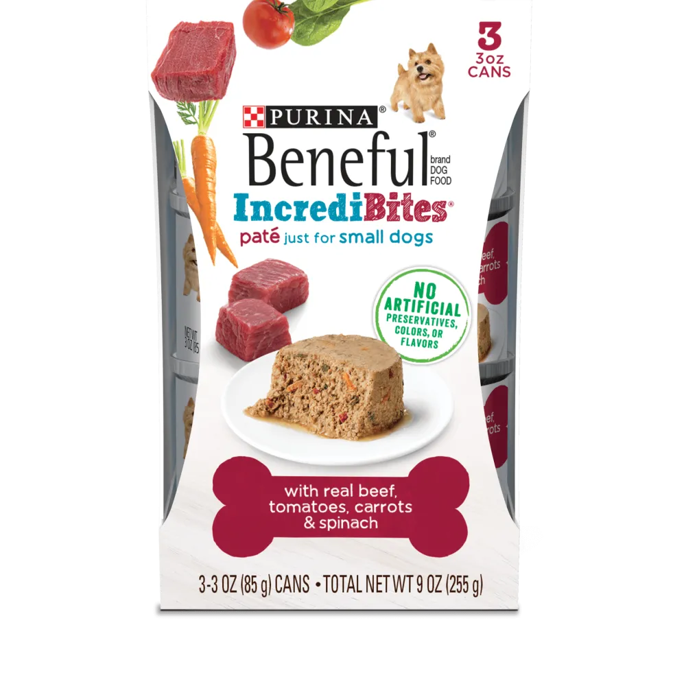 Beneful IncrediBites Paté Small Wet Dog Food With Real Beef, Tomatoes, Carrots, and Spinach