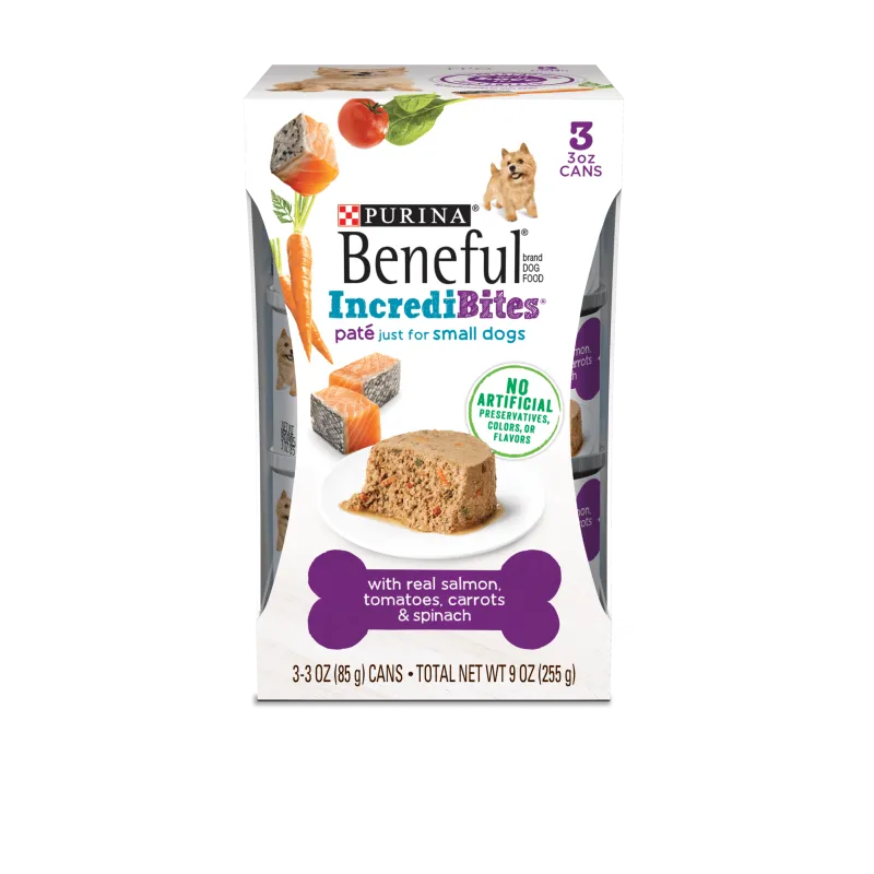 Beneful IncrediBites Paté Wet Small Dog Food With Real Salmon, Tomatoes, Carrots and Spinach