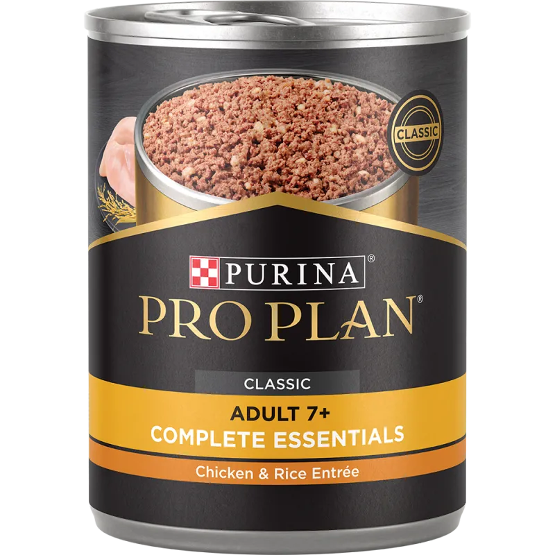 Alimento húmedo para perros sénior mayores de 7 años Pro Plan Complete Essentials clásico plato principal de pollo y arroz