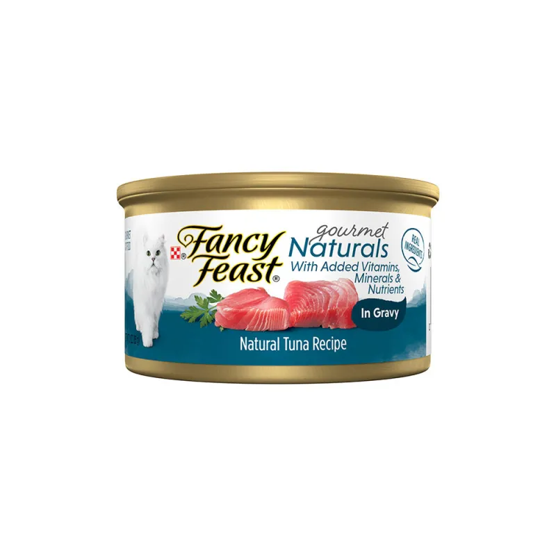 Alimento húmedo para gatos con receta natural de atún gourmet de Fancy Feast