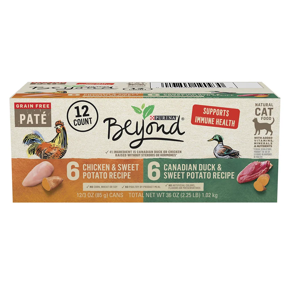 Beyond Grain Free Paté Wet Cat Variety Pack, Chicken & Duck Recipes - 12 ct