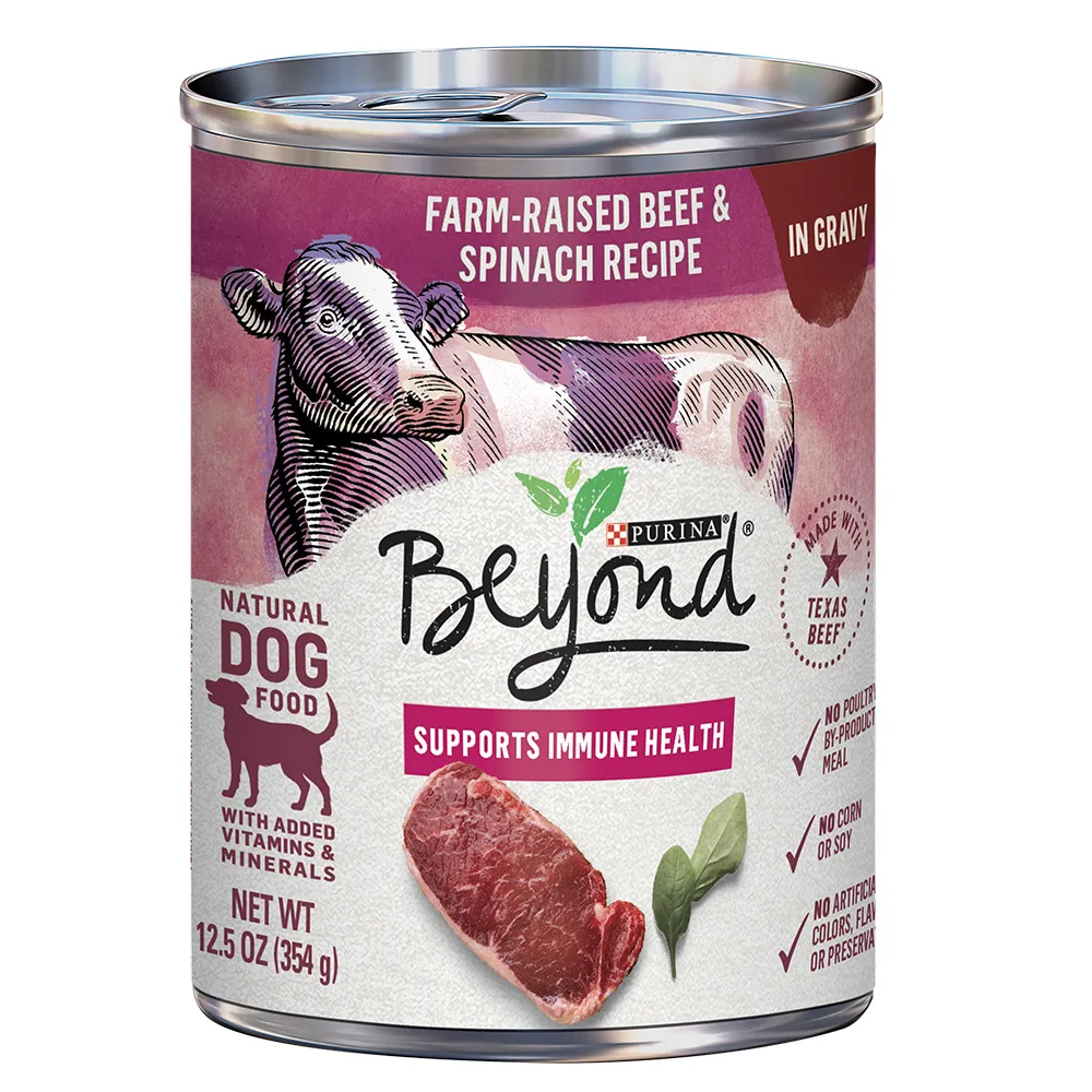 Beyond Farm-Raised Beef & Spinach Recipe in Gravy Wet Dog Food