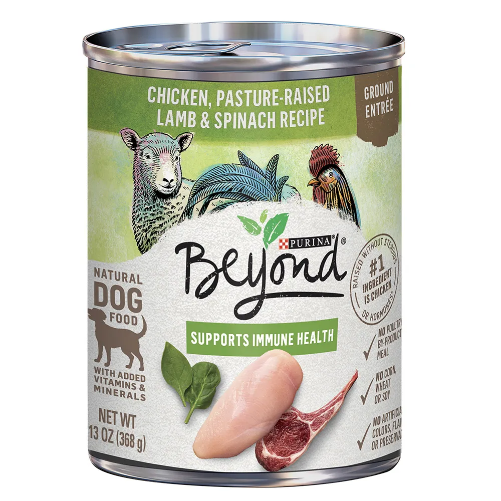 Beyond Chicken, Pasture-Raised Lamb & Spinach Recipe Ground Entrée Wet Dog Food