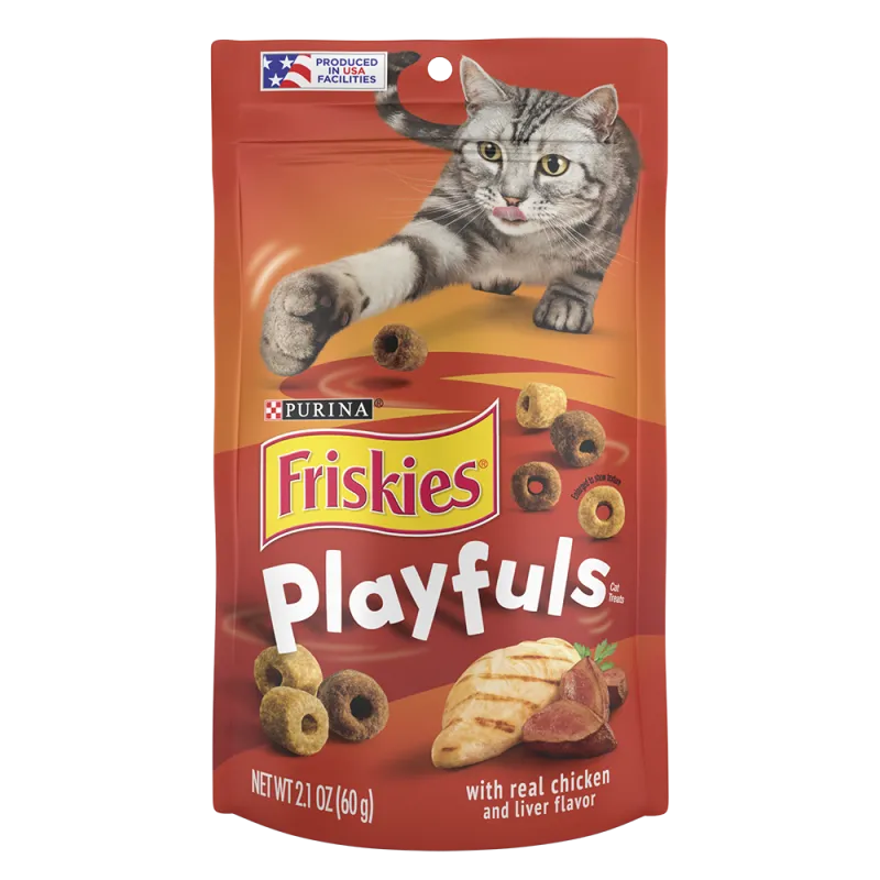 Bocadillos para gatos Friskies Playfuls con sabor a pollo e hígado reales