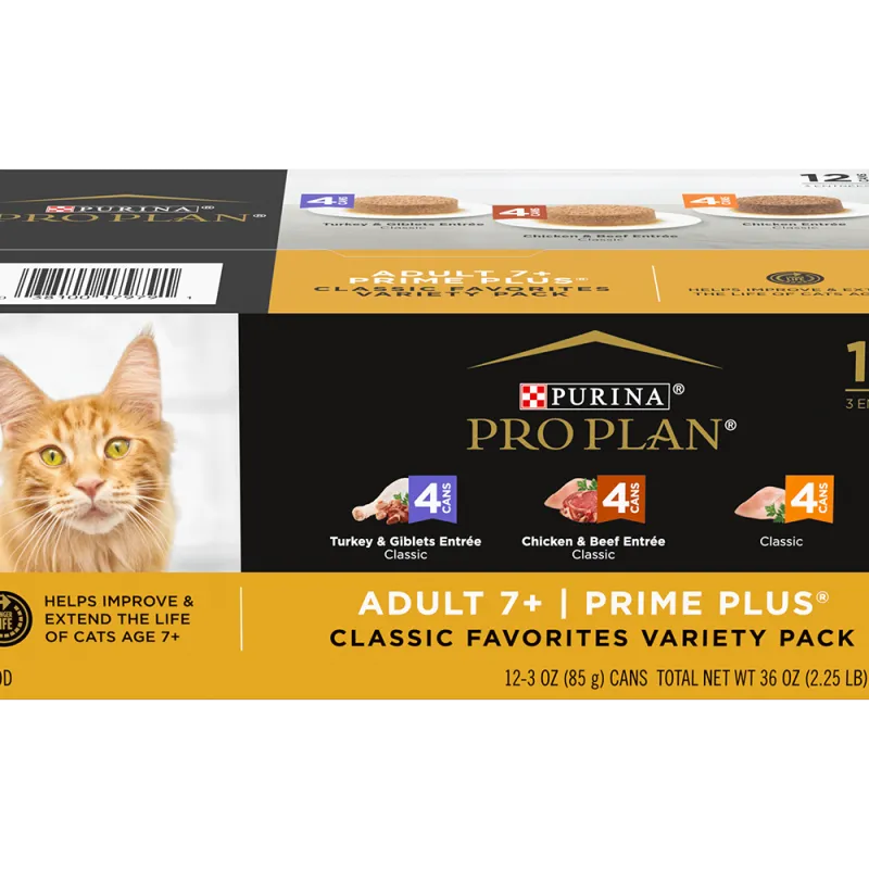 Pro Plan PRIME PLUS Chicken & Beef, Turkey & Giblets, Chicken Wet Cat Food Variety Pack