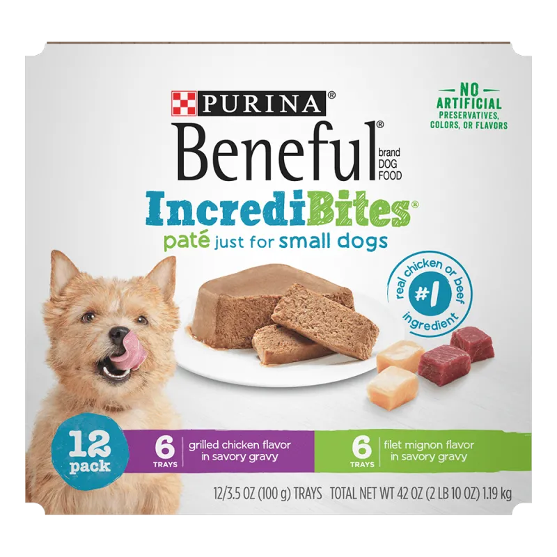 Beneful IncrediBites Paté Filet Mignon and Grilled Chicken Flavors 12 Ct Variety Pack - Wet Small Dog Food