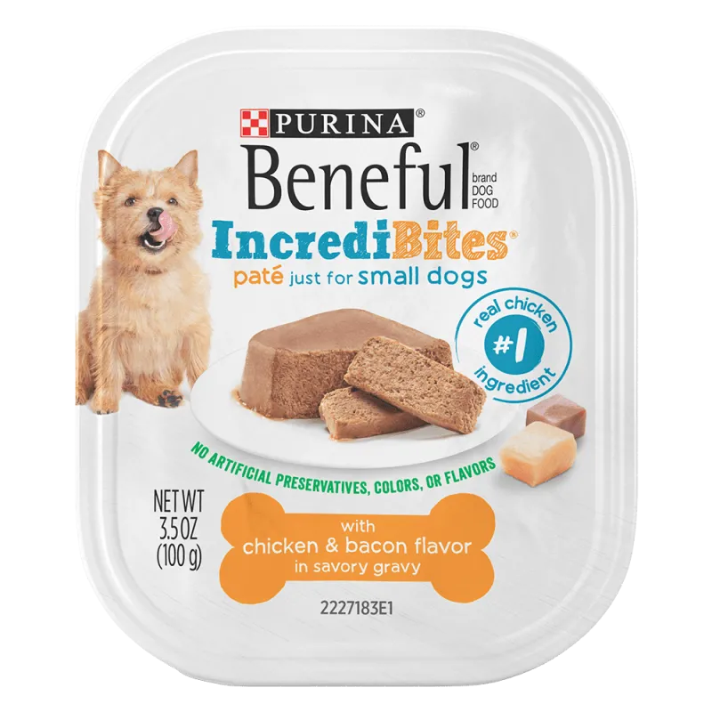 Alimento balanceado húmedo para perros pequeños con paté de pollo y tocino en jugo de cocción delicioso Beneful IncrediBites