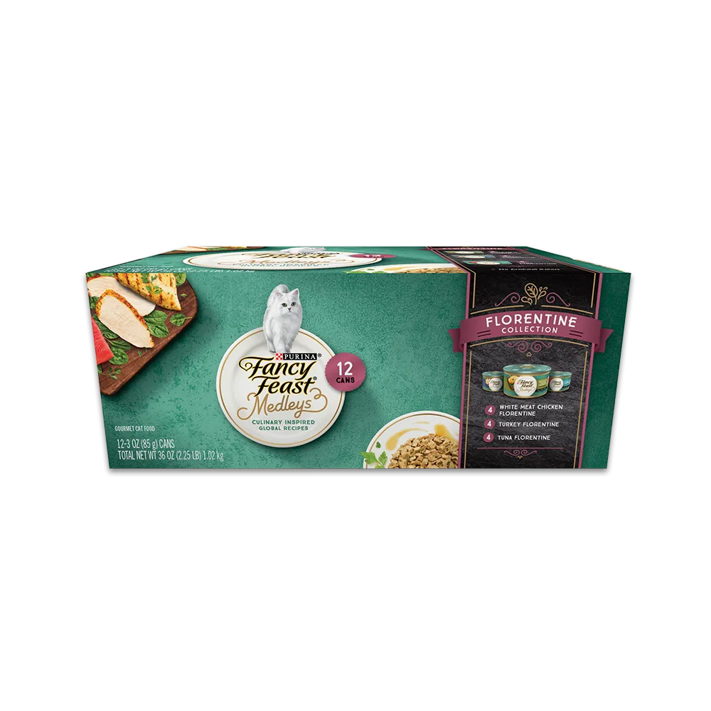 Paquete surtido de 12 latas de la colección de alimentos a la florentina Fancy Feast Mix