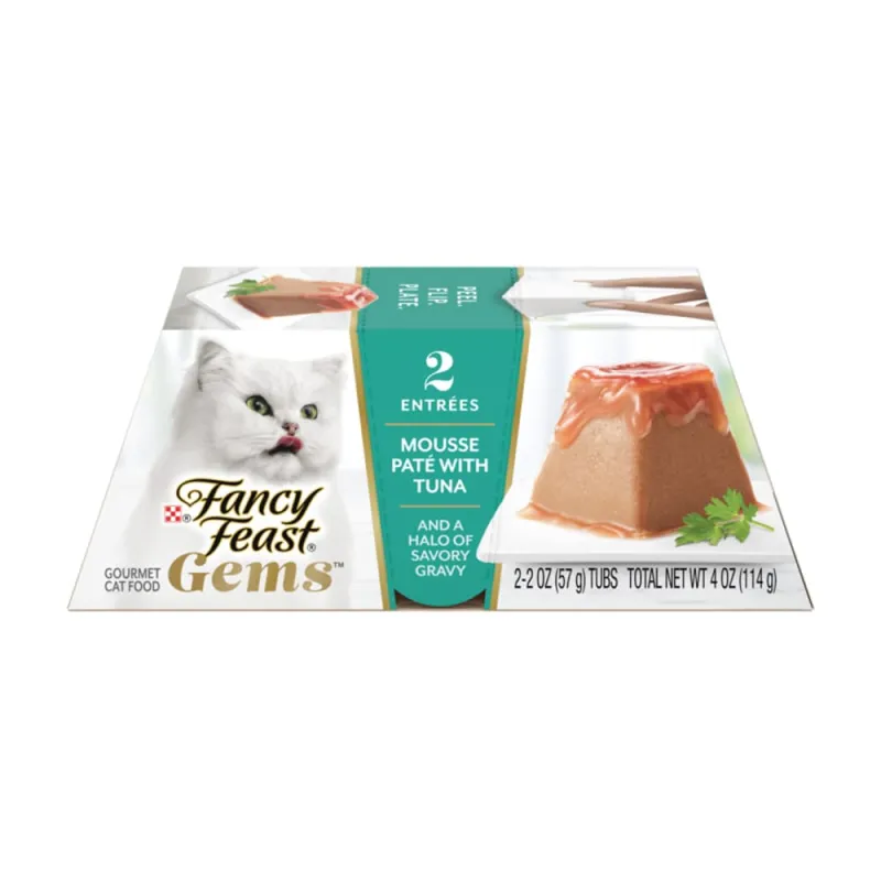 Alimento húmedo para gatos Fancy Feast Gems con <i>mousse</i> de paté con atún y un halo de salsa sabrosa