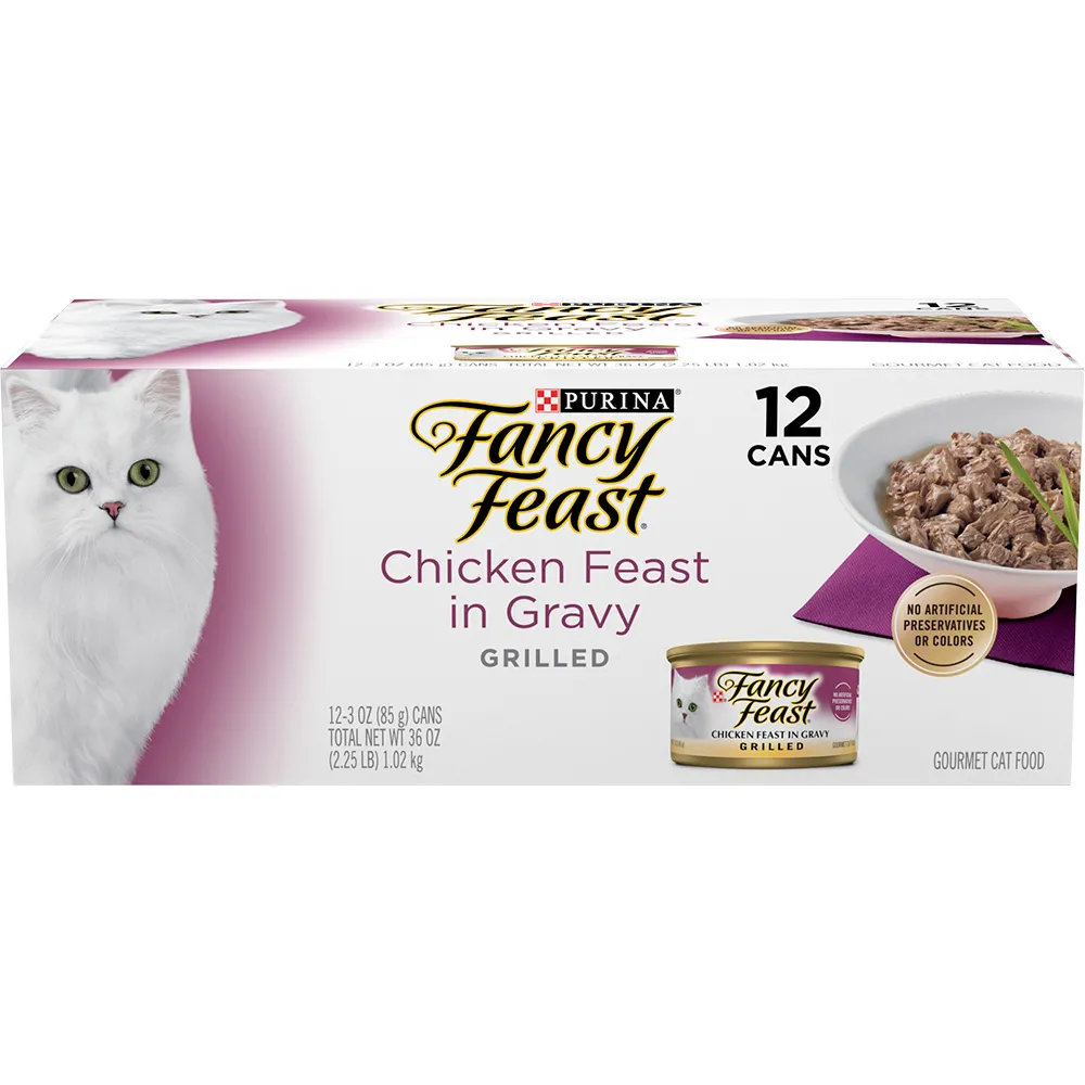 Fancy Feast Grilled Chicken Feast in Gravy Gourmet Cat Food 12 ct Pack