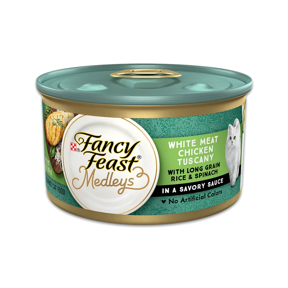 White Meat Chicken Tuscany Wet Cat Food With Long Grain Rice & Spinach in a Savory Sauce 