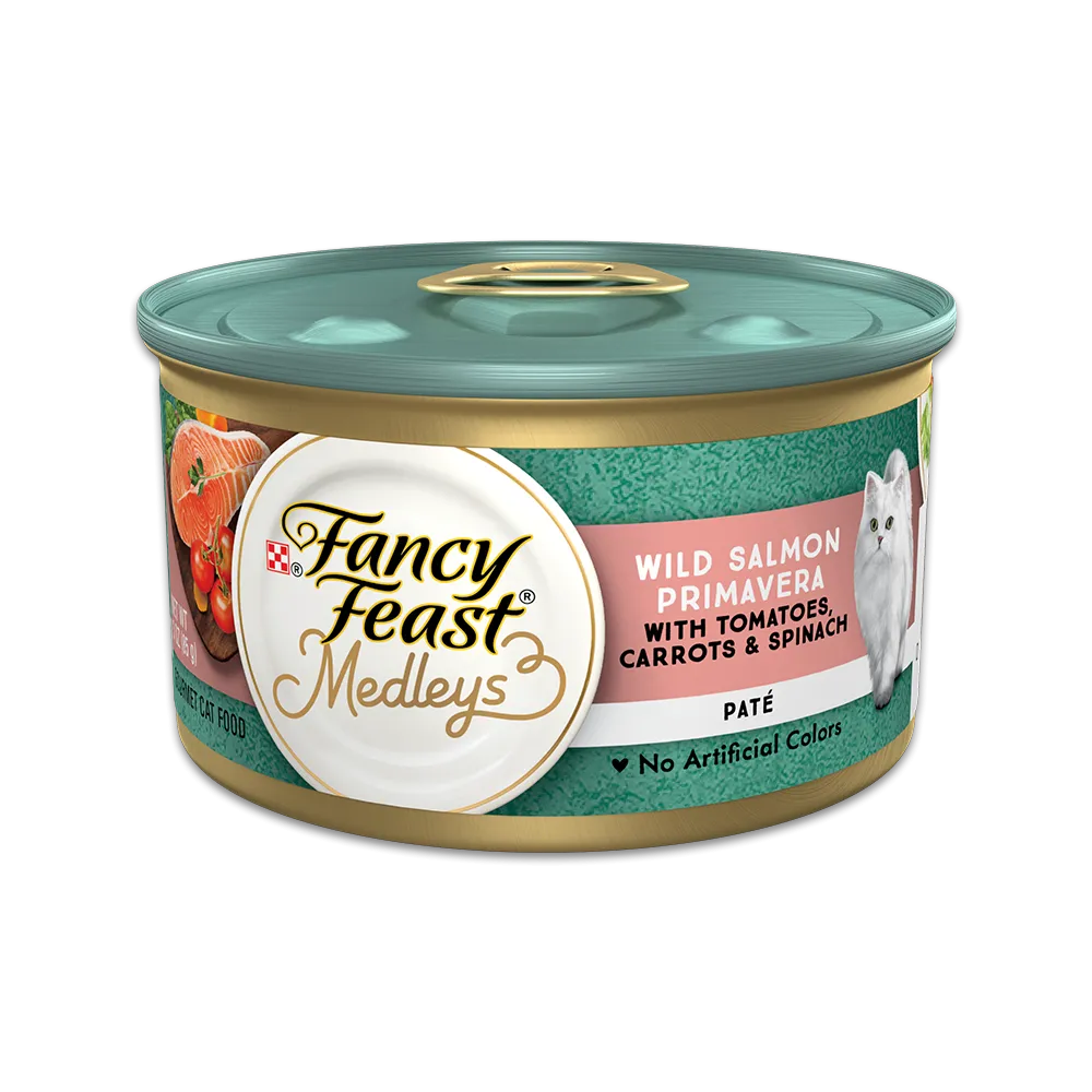 Fancy Feast Medleys Wild Salmon Primavera Paté With Tomatoes, Carrots & Spinach 