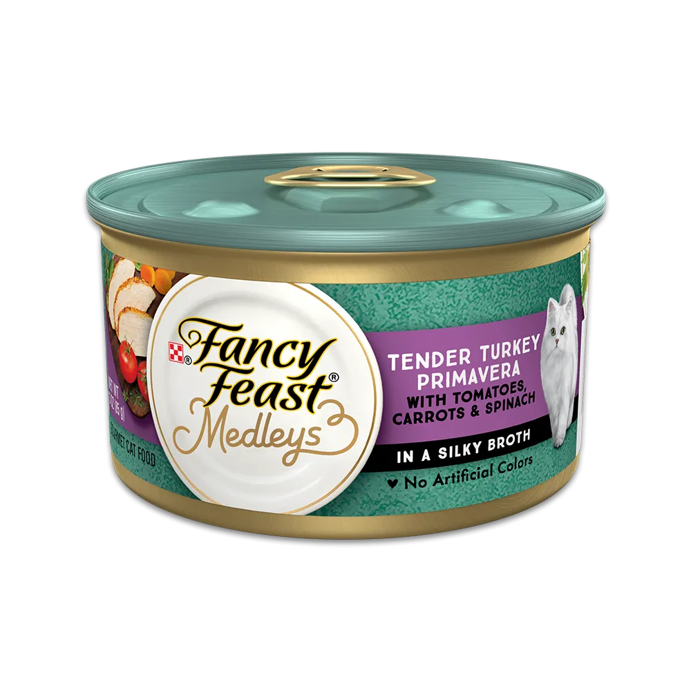 Fancy Feast® Medleys Tender Turkey Primavera With Tomatoes, Carrots & Spinach in a Silky Broth 