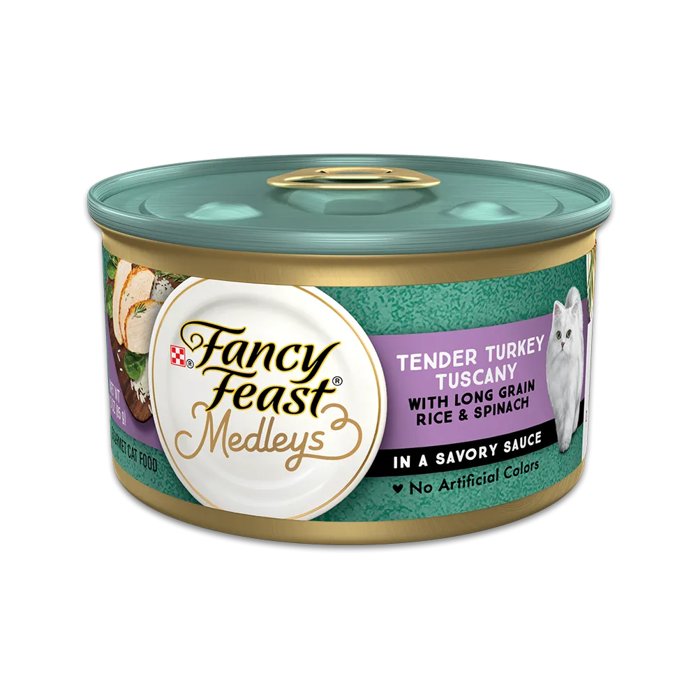 Fancy Feast Medleys Tender Turkey Tuscany With Long Grain Rice & Spinach in a Savory Sauce 