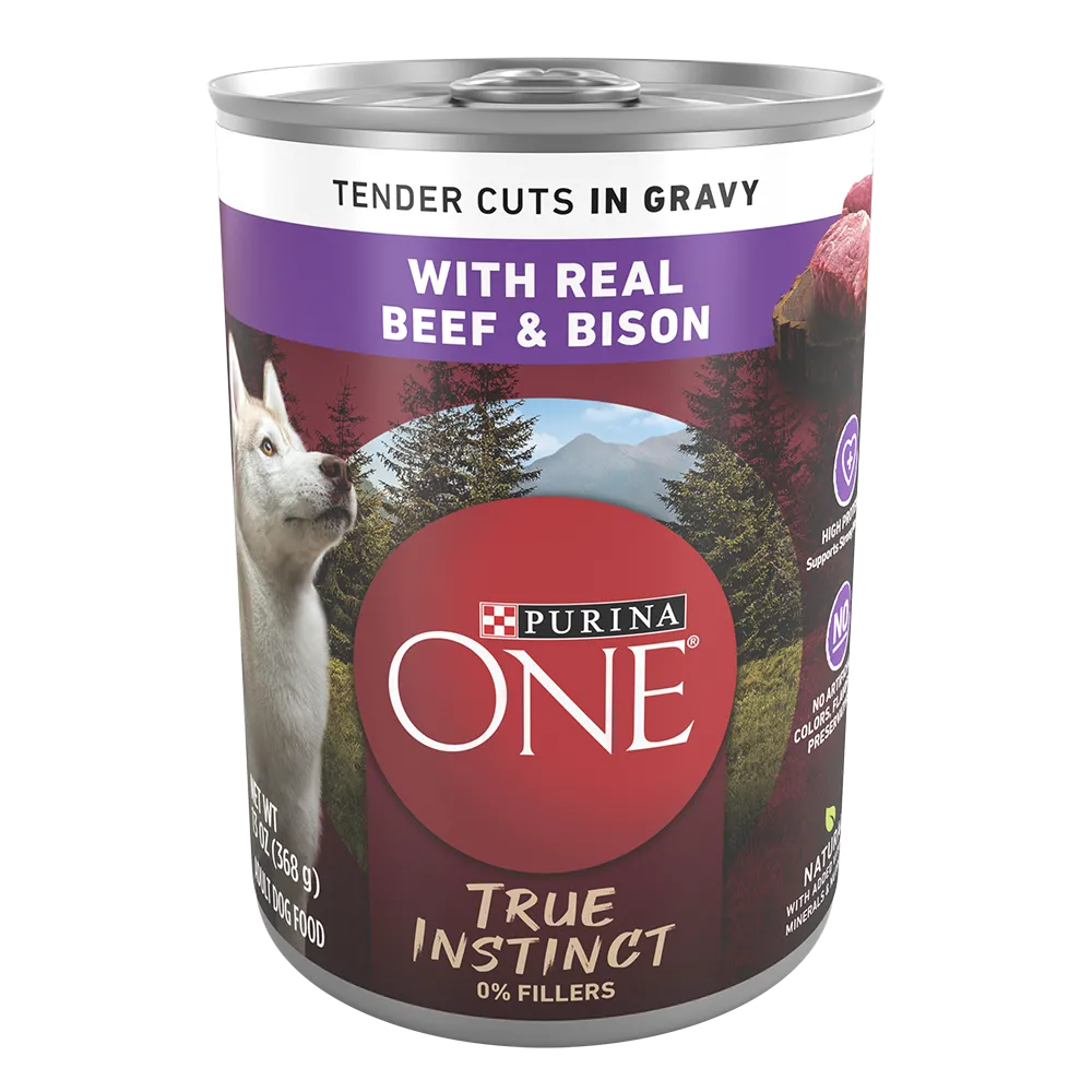 Purina ONE® True Instinct Tender Cuts in Gravy Dog Food Formula With Real Beef & Bison