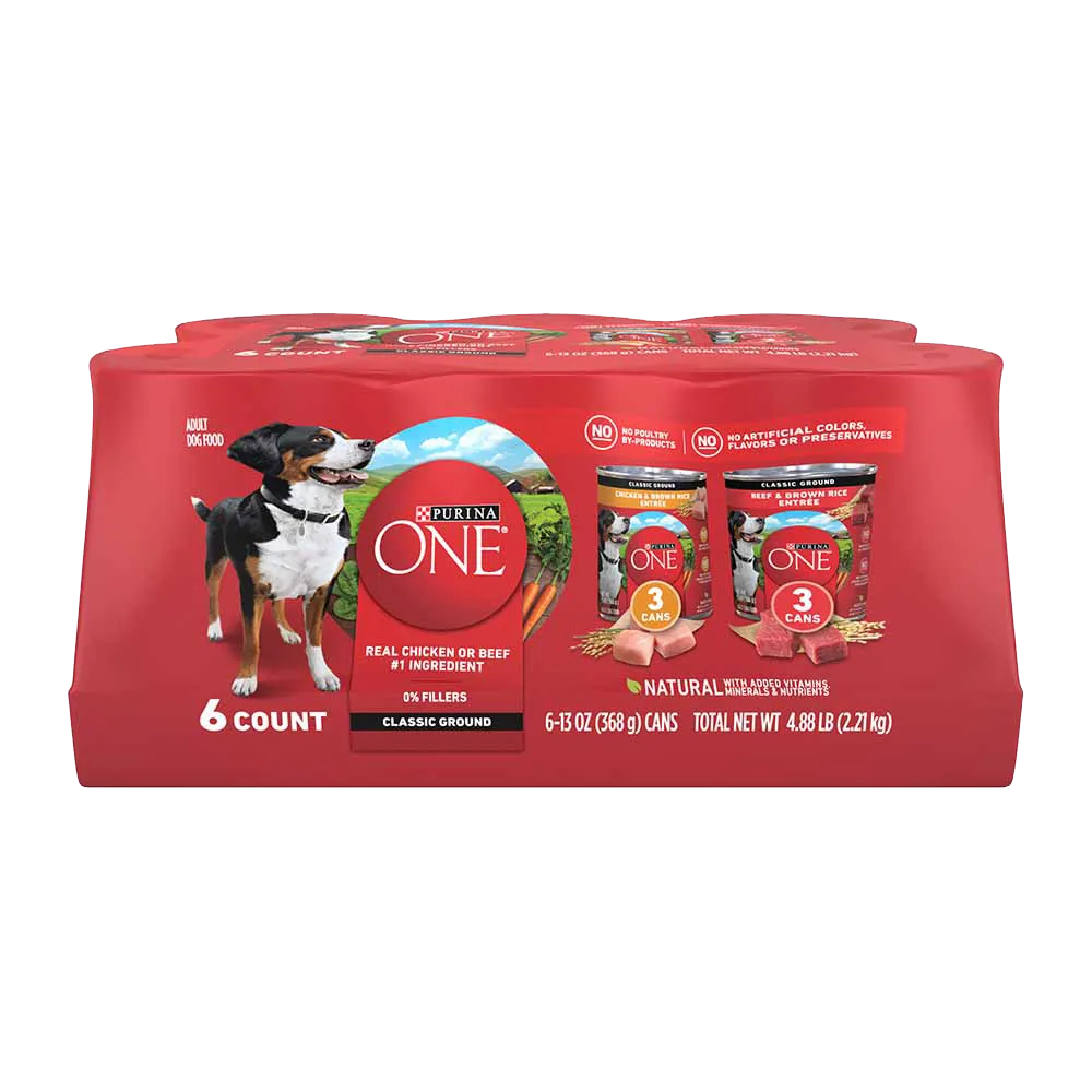 Purina ONE Classic Ground Variety Pack – Chicken & Beef Wet Dog Food