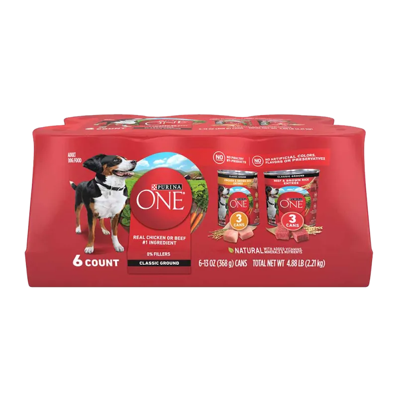 Purina ONE Classic Ground Variety Pack – Chicken & Beef Wet Dog Food