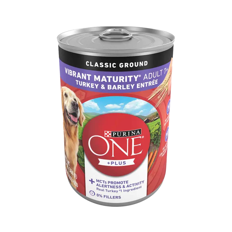 Purina ONE +Plus Vibrant Maturity Adult 7+ Classic Ground Turkey & Barley Entrée Wet Dog Food 