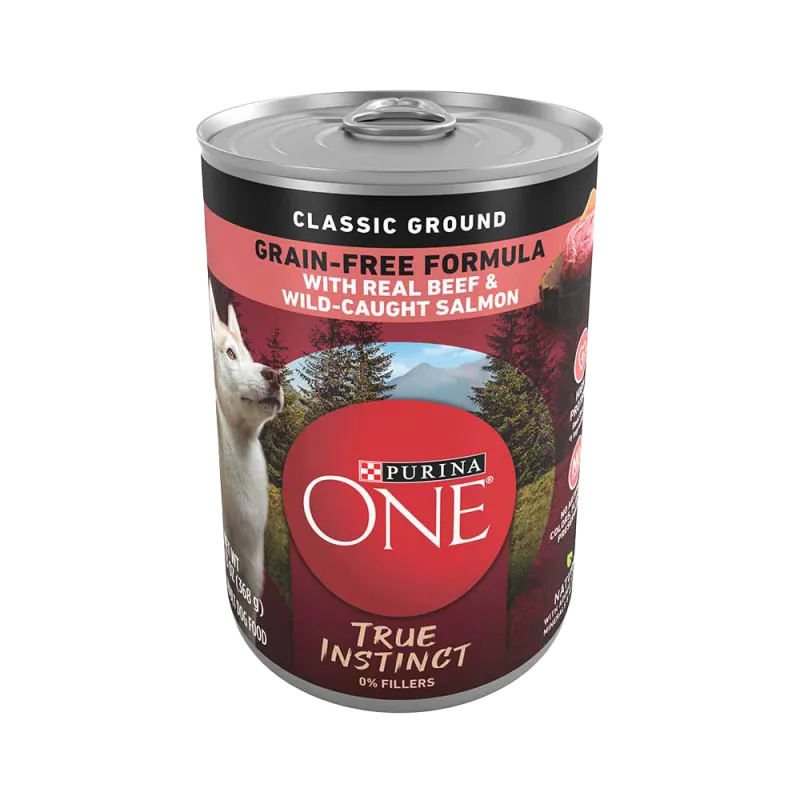 Purina ONE True Instinct Classic Ground Grain-Free Dog Food Formula With Real Beef & Wild-Caught Salmon