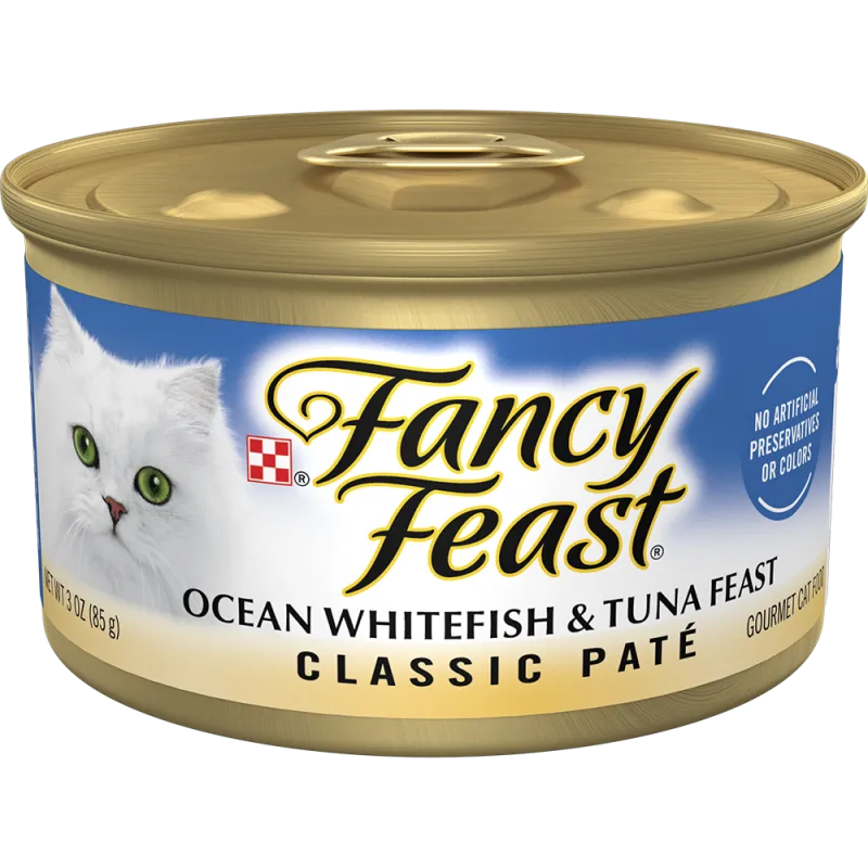 Alimento húmedo <i>gourmet</i> para gatos Fancy Feast Classic Paté de pescado blanco marino y atún