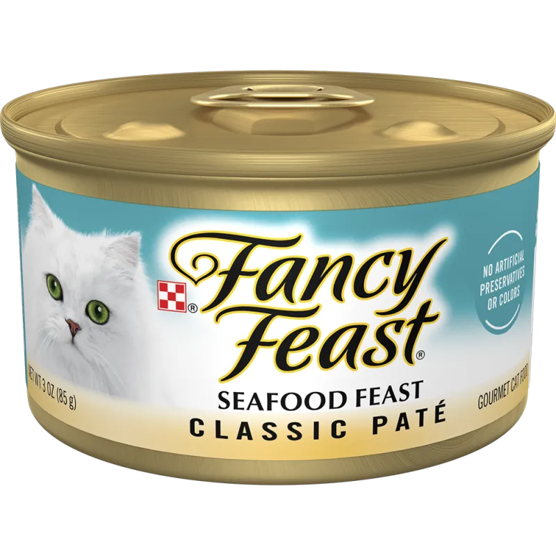 Alimento húmedo <i>gourmet</i> para gatos Fancy Feast Classic de paté de mariscos