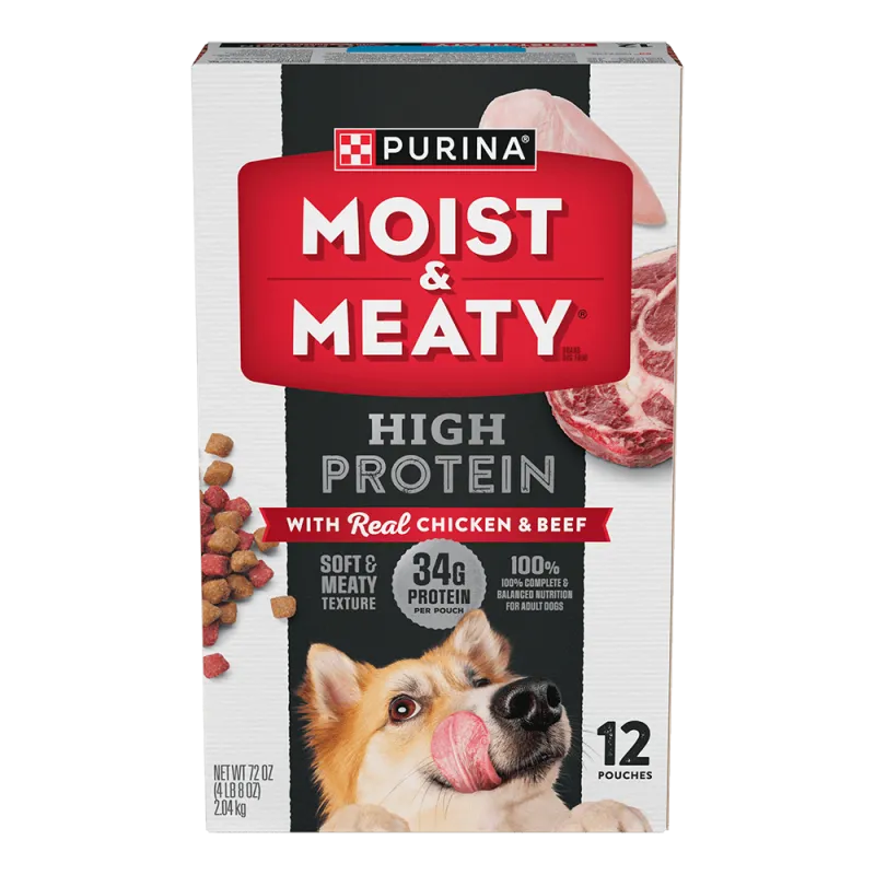 Purina Moist & Meaty alto en proteínas con carne real de pollo y res