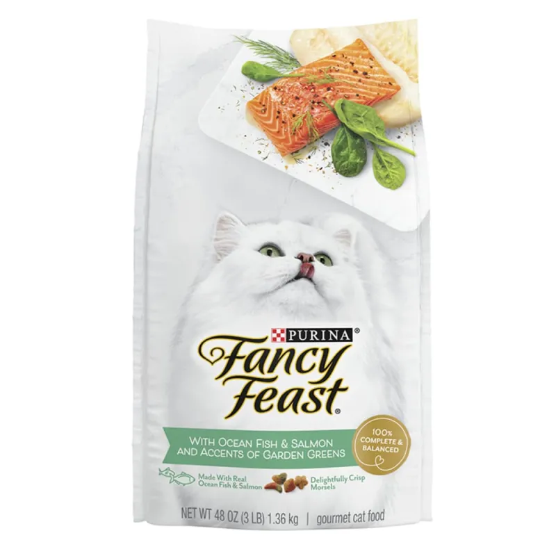 Alimento seco para gatos con pescado y salmón marino y acentos de verduras de la huerta de Fancy Feast gourmet