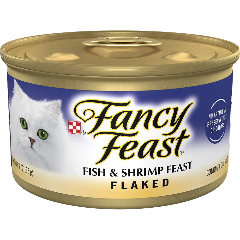 Alimento húmedo para gatos Purina Fancy Feast de pescado y camarón desmenuzados