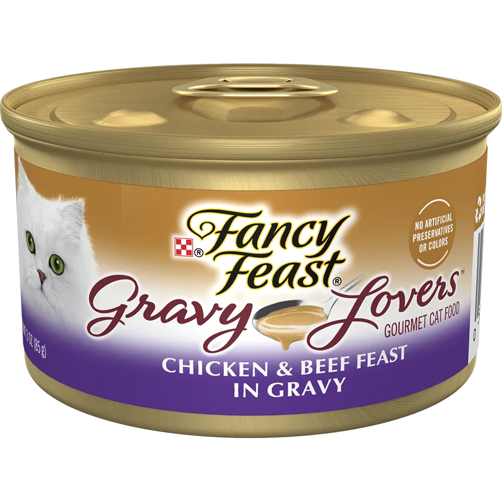 Purina Fancy Feast Gravy Lovers Chicken and Beef Feast Gourmet Cat Food in Wet Cat Food Gravy 