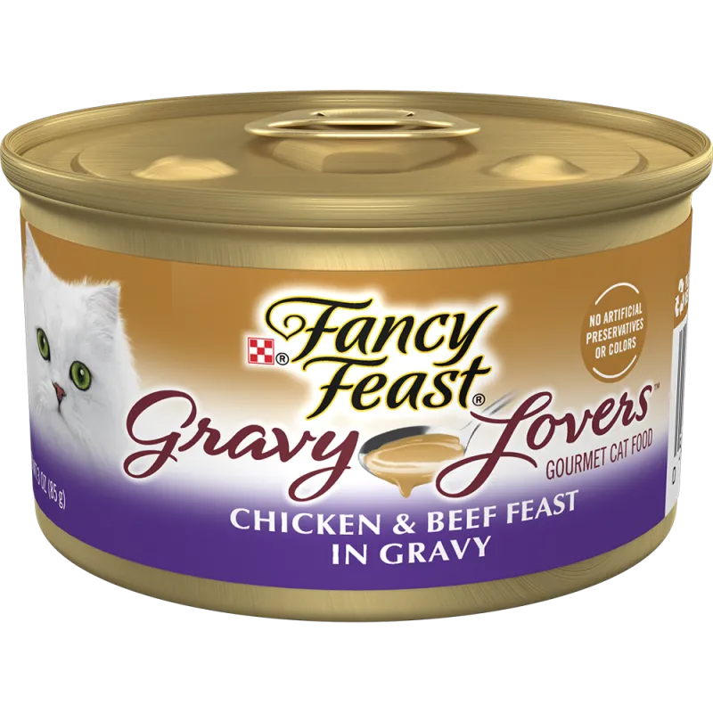 Alimento húmedo <i>gourmet</i> para gatos Purina Fancy Feast Gravy Lovers sabor a pollo y res en salsa preparada con jugo de cocción