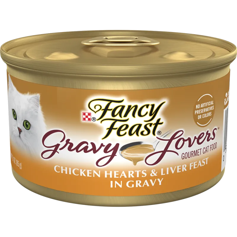 Purina Fancy Feast Gravy Lovers Chicken Hearts and Liver Feast Gourmet Cat Food in Wet Cat Food Gravy 