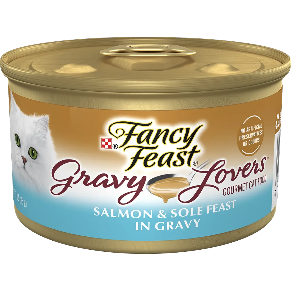 Purina Fancy Feast Gravy Lovers Salmon and Sole Feast Gourmet Cat Food in Wet Cat Food Gravy