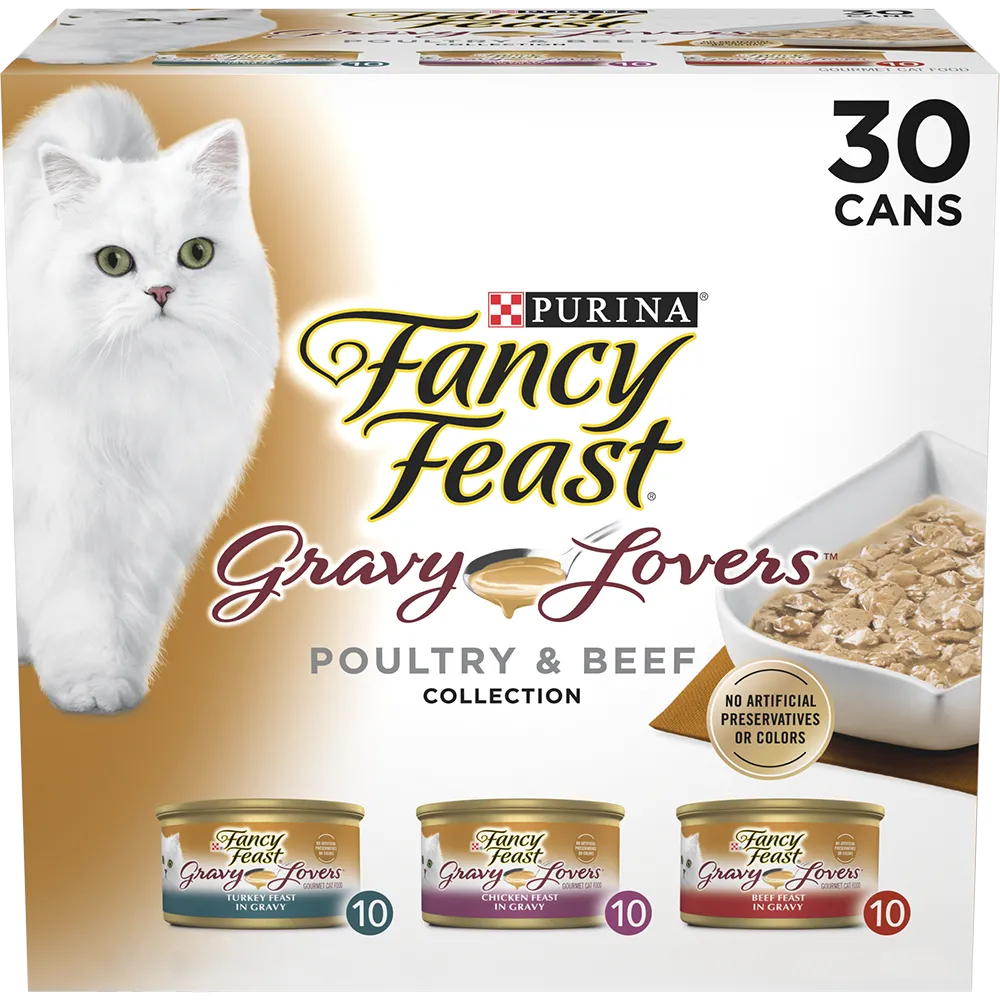 Purina Fancy Feast Gravy Lovers Poultry and Beef Gourmet Wet Cat Food Variety Pack – 30 Count
