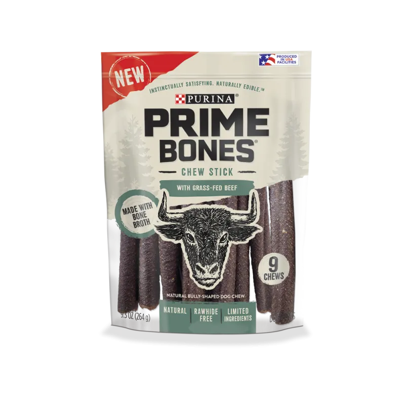 <i>Snacks</i> naturales masticables para perros de carne de vacuno alimentada con pasto Prime Bones