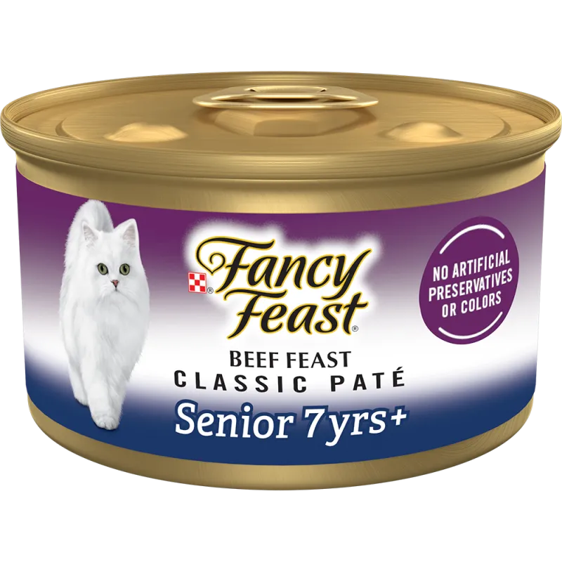 Festín de paté de carne de res Fancy Feast para gatos de siete años o más