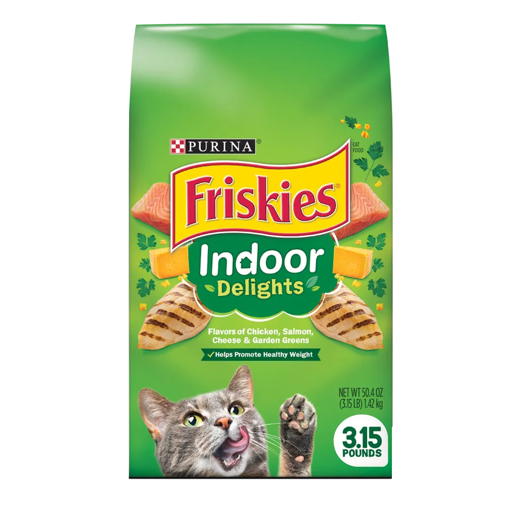 Friskies Indoor Delights With Flavors of Chicken, Salmon, Cheese & Garden Greens Dry Cat Food