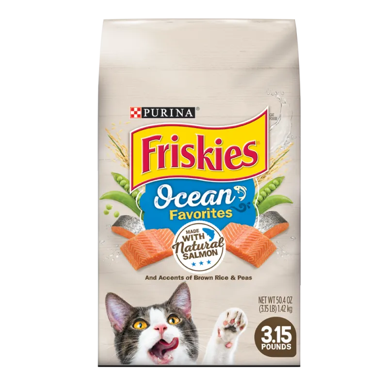 Friskies Ocean Favorites With Salmon And Accents of Brown Rice & Peas Dry Cat Food