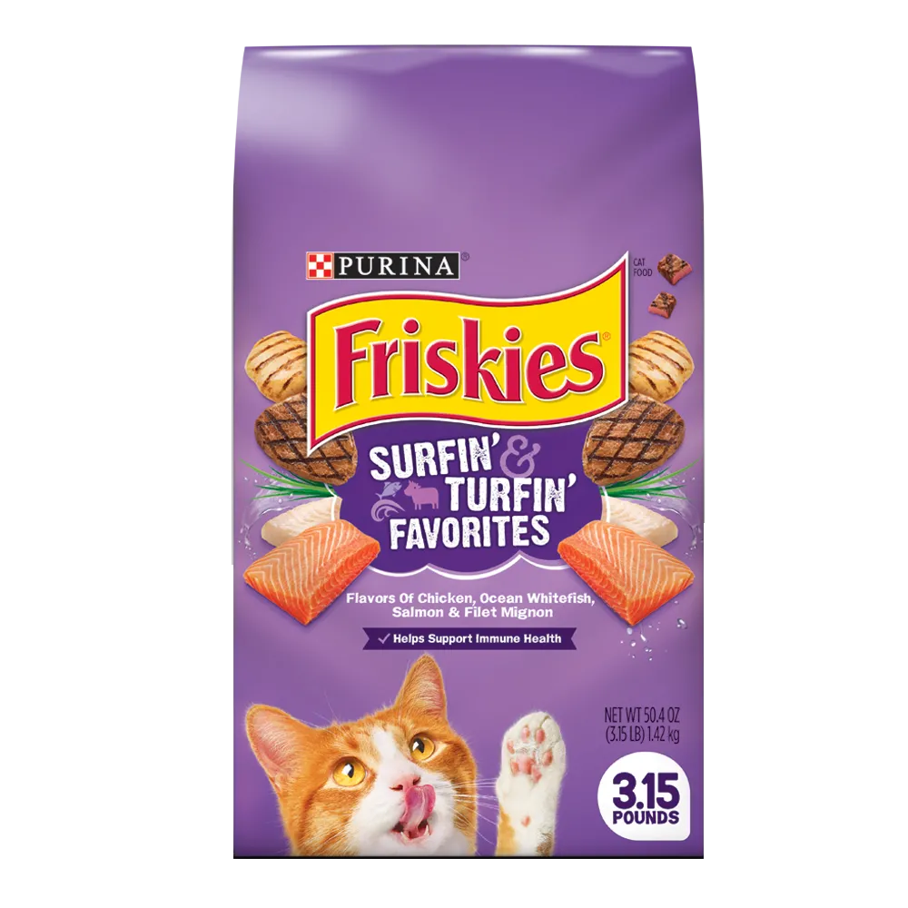 Friskies Surfin' & Turfin' Favorites With Flavors of Chicken, Ocean Whitefish, Salmon & Filet Mignon Dry Cat Food