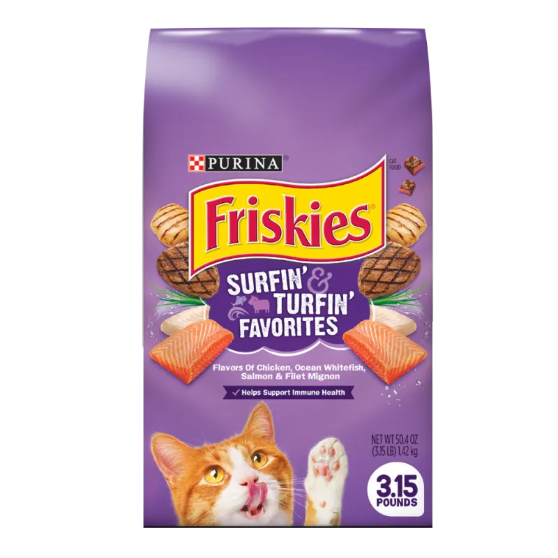 Friskies Surfin' & Turfin' Favorites With Flavors of Chicken, Ocean Whitefish, Salmon & Filet Mignon Dry Cat Food